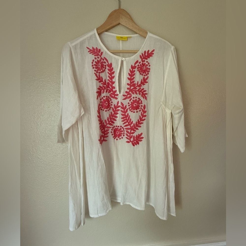 ROBERTA ROLLER RABBIT Boho White Embroidered Tunic